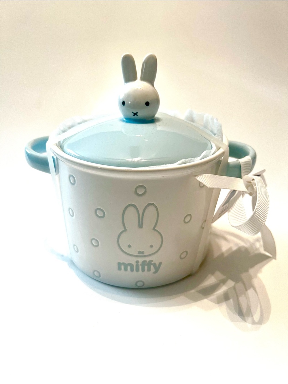 NWT Miffy by Magneta Ceramic Lidded Mini Baking Dish Light Blue and White
